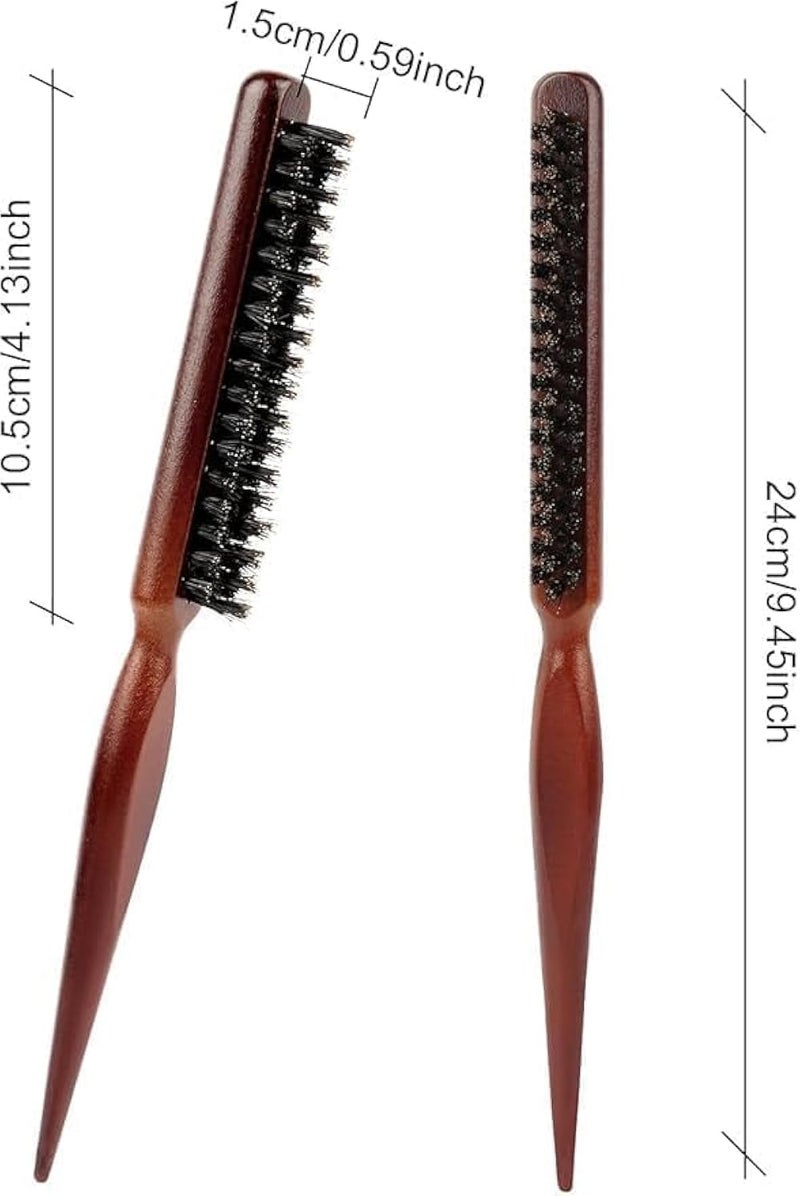 SMSM Professional Wooden Hair Brush with Dual Nylon Bristles for Detangling and Smooth Styling, Gentle on Baby Hair and Edges, Scalp Friendly Brush for All Hair Types, Daily Use - Image 4