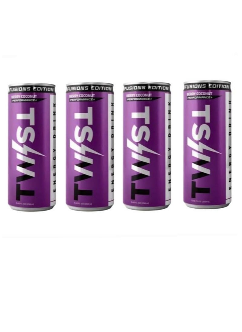 Twist - twist Coconut berry Energy Drink 250ml X 4 Cans - Image 1