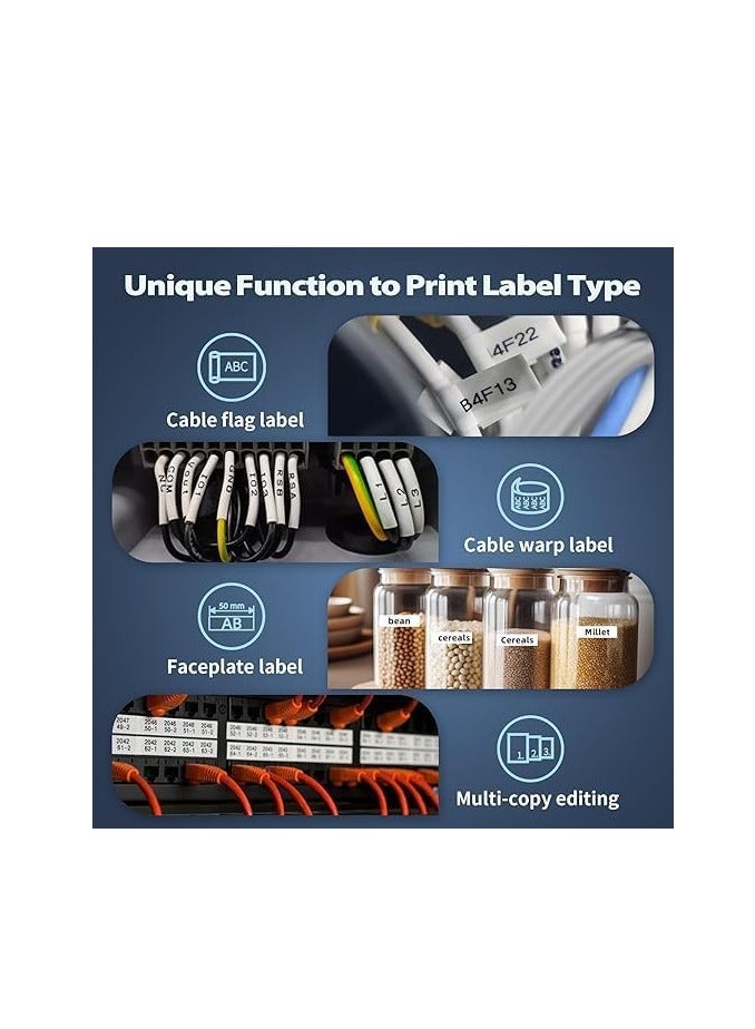 AIMO Handheld Label Maker Machine E1000 Pro Portable Label Maker, Label Makers with QWERTY Keyboard, Labeler with Type-C Cable, Easy Label Printer for Industrial, Home, Office Organization - Image 3