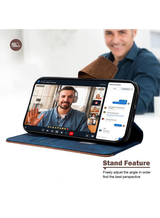 S-TOP Case For Motorola Moto G55 5G Color Stitching Skin Feel Leather RFID Blocking Phone Case - Image 4