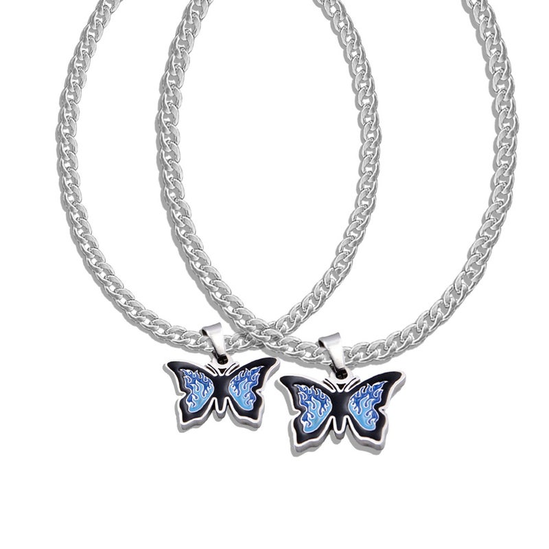 Generic Y2K Unisex Titanium Colorful Butterfly Necklace NK Chain Men's Necklace 