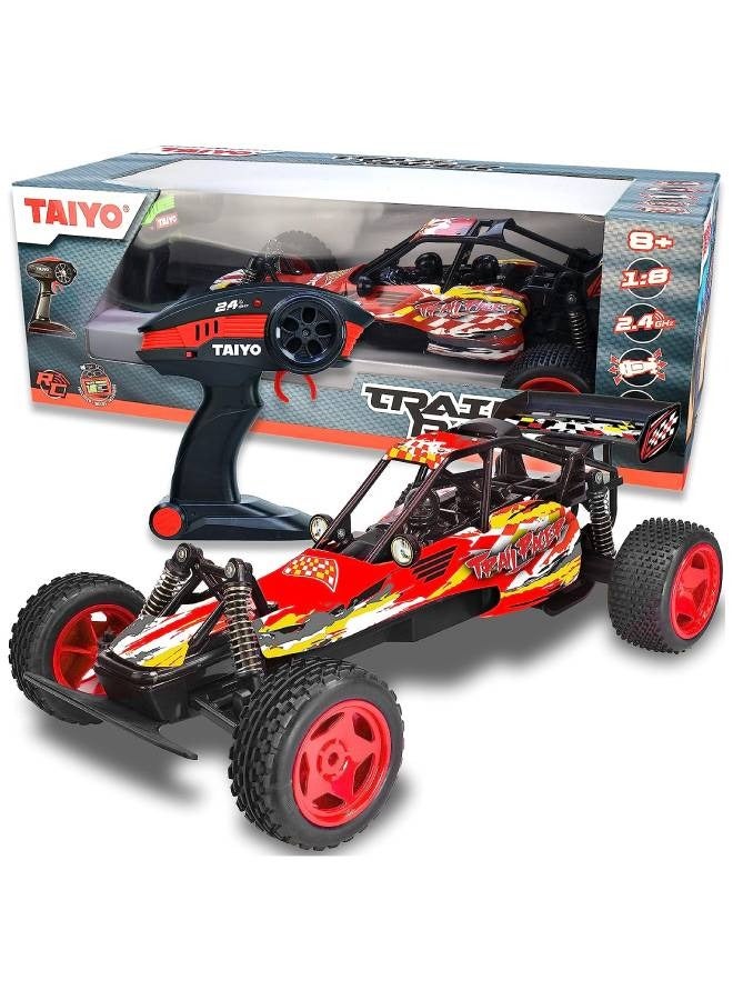 تايو سيارة سباق RC، بنسبة 1:8، مركبة تحكم عن بعد عالية السرعة للأطفال والكبار، لعبة شاحنة للطرق الوعرة بتردد 2.4 جيجاهرتز، مركبة كهربائية لجميع التضاريس مع بطاريتين - Image 2