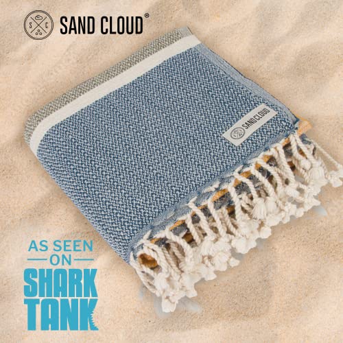 Sand Cloud Beach Towel - Sand Free - 100% Organic Turkish Cotton Yarn - Quick Dry Towel for Beach, Picnic, Blanket or Bath - As Seen on Shark Tank - Chains Blue - Image 2