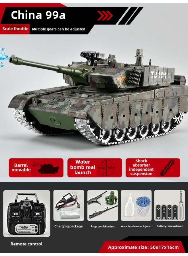Large 99 Type Remote Control Tank Toy Professional Boy Electric Children Alloy Model Car Adult Tiger T90-Color:Alloy Version 1:18 -Specifications:Four Sets Of 7.4v Lithium Batteries  - Image 1