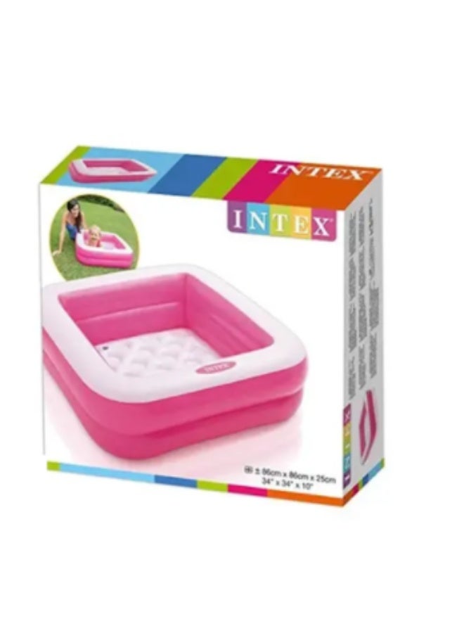 انتكس مسبح أطفال مربع صغير قابل للنفخ ماركة INTEX بجدران ناعمة لسلامة الأطفال، أبعاد 86×86×25 سم، موديل 57100 - Image 1