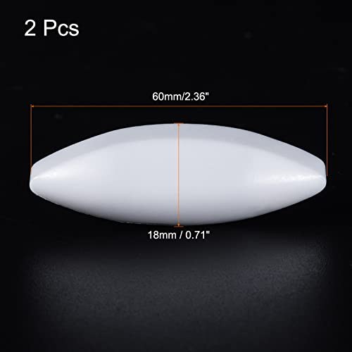 MECCANIXITY Magnetic Stirrer Mixer Stir Bar Rod 60mm(2.36") x18mm Olive Shape Coating Magnet White for Laboratory 2Pcs - Image 2