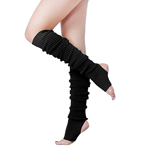 v28 Long Leg Warmer, Women’s Men 80s Party Ribbed Knit Dance Sports (71Black) - Image 5