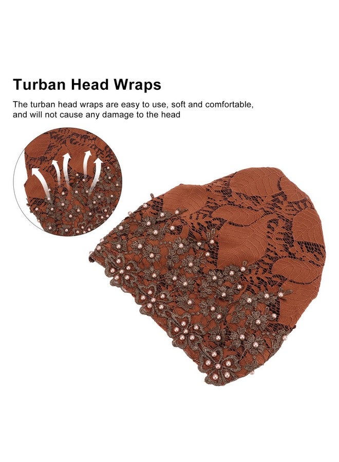 Pilipane Fashion Hijabs For Women , Women Flower Elastic Turban Beanie Heads Scarf Wrap Chemo Hat Hat For Cancer Patient , Fleece Hair Hat For Women Daily Use And Gift (Brown) - Image 4