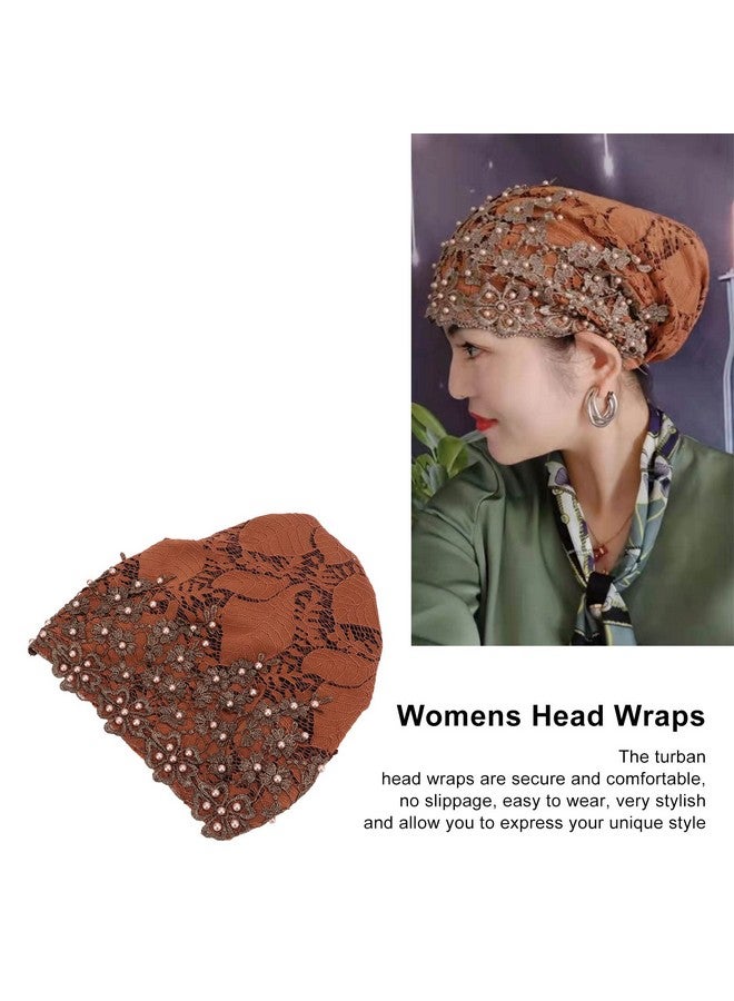 Pilipane Fashion Hijabs For Women , Women Flower Elastic Turban Beanie Heads Scarf Wrap Chemo Hat Hat For Cancer Patient , Fleece Hair Hat For Women Daily Use And Gift (Brown) - Image 3
