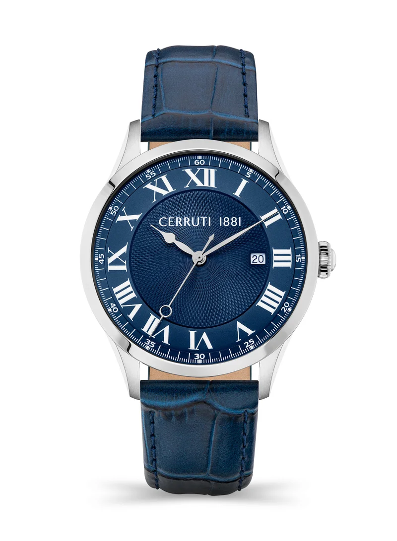 شيروتي 1881 Torcegno Men’s Stainless Steel Blue Dial Blue Strap Watch