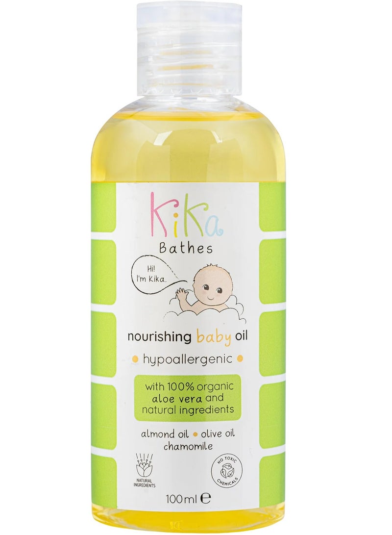 Kika Bathes Nourishing Baby Oil with Organic Aloe Vera & Almond Oil 100ml