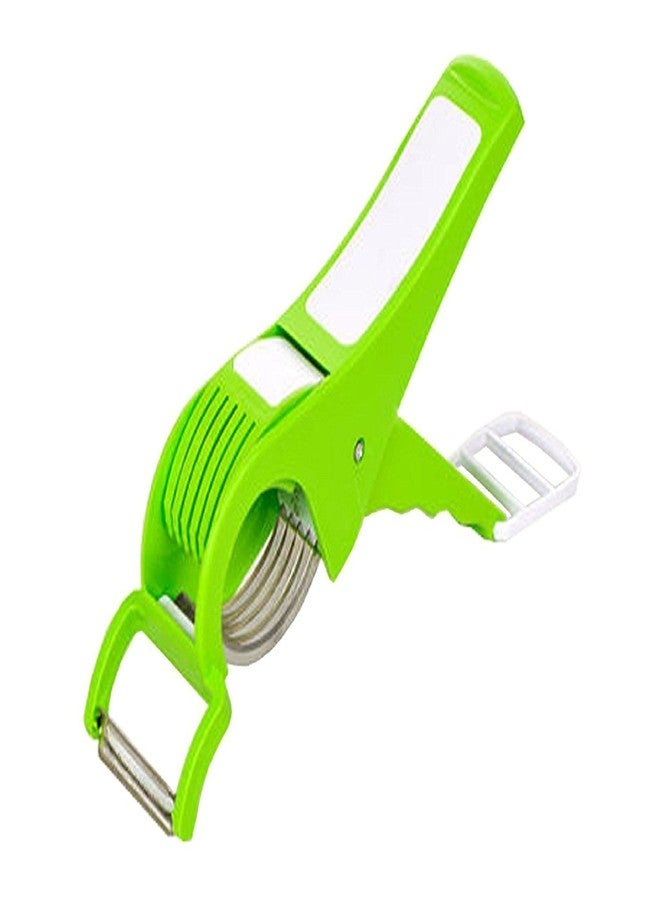 GD Multi Cutter With Peeler For Vegetable And Fruit Extra Sharp Stainless Steel, Mother's Day Gift (Green) (Green) - Image 1
