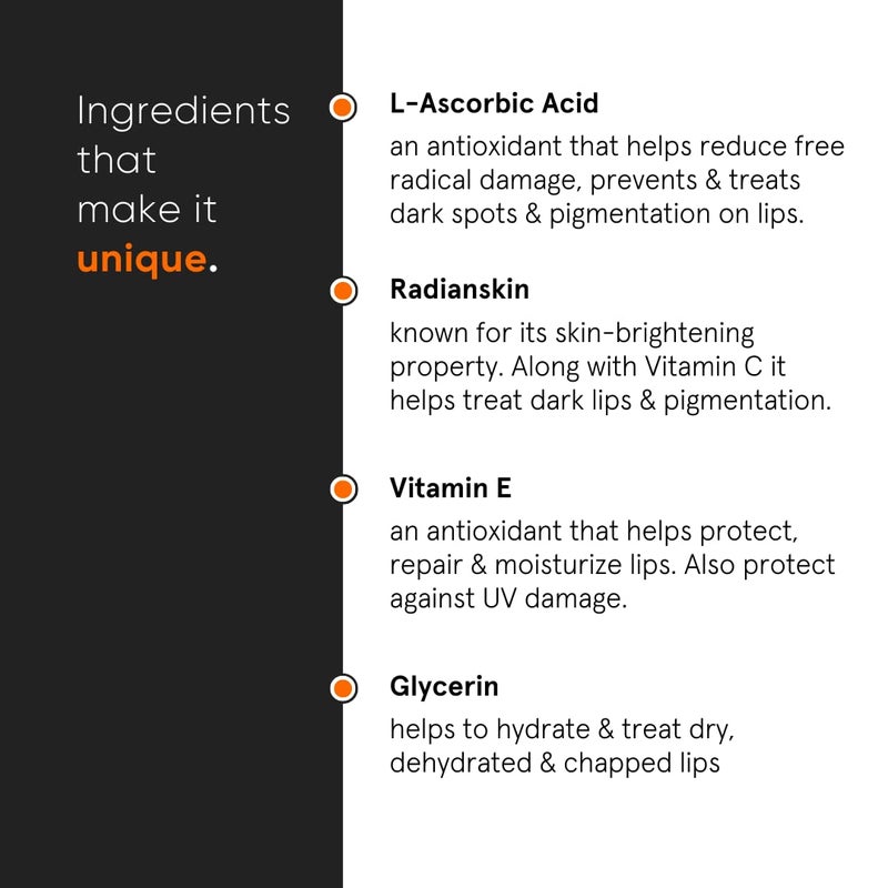 Minimalist 8 LAscorbic Acid Lip Treatment Balm with Vitamin E Radianskin  Glycerine for Pigmented  Dark Lips  For Women  Men  12 gm - Image 3