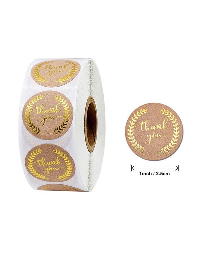 Generic 500-Piece Thank You Label Sticker Roll Brown