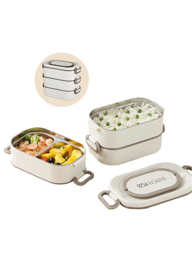 MIXDE 2400ML Leakproof Stainless Steel Bento Lunch Box with Handle  for Kids and Adults  - Image 1