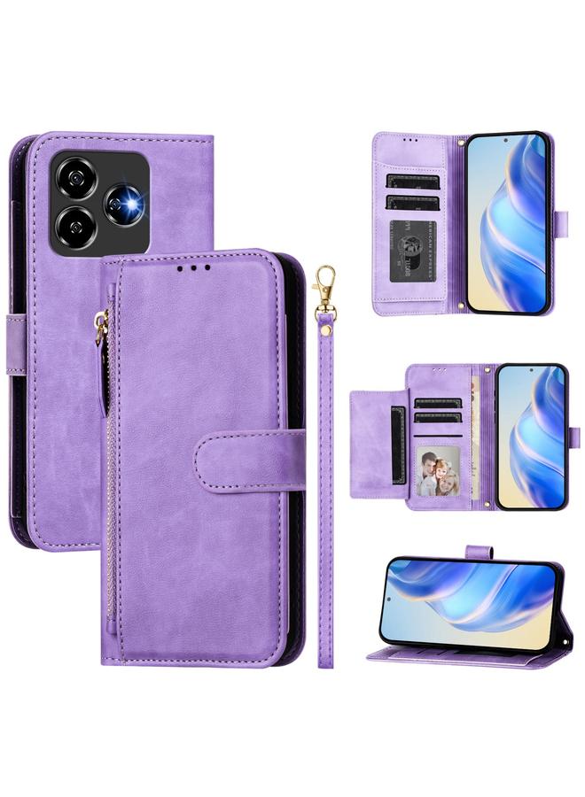 إيروريكس جراب هاتف جلدي بتصميم ZTE Blade V60 / Blade V60 Vita بفتحات بطاقات متعددة وسحاب - Image 1