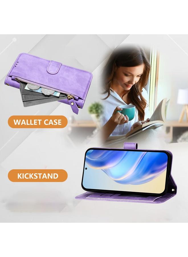 إيروريكس جراب هاتف جلدي بتصميم ZTE Blade V60 / Blade V60 Vita بفتحات بطاقات متعددة وسحاب - Image 3