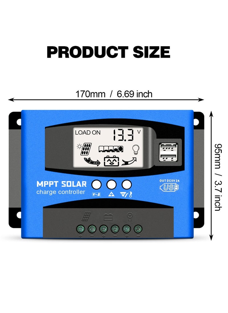 Excefore - 60A MPPT Solar Charge Controller, Solar Regulator Charge Controller, with LCD Display Dual USB Multiple Load Control Modes, 12v/24v Current Auto Focus, MPPT Tracking Charge - Image 1