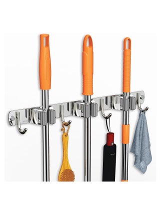 ECARES ECARES® Broom Mop Holder, Wall Mounted, Stainless Steel