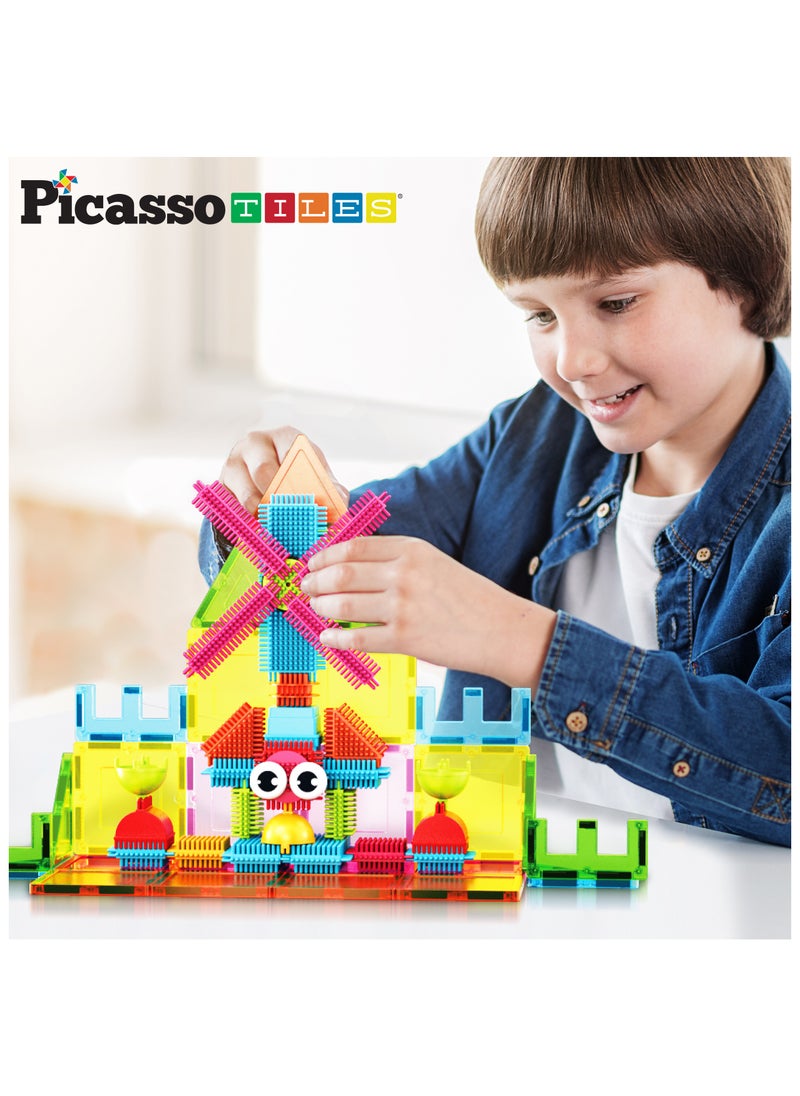 PicassoTiles Magnetic Tiles With Hedgehog Building Block Set 75 Pieces, Magnetic Tiles, Building Blocks, Educational Toy Set, Construction Building Kit For Child Brain Development  - Image 4