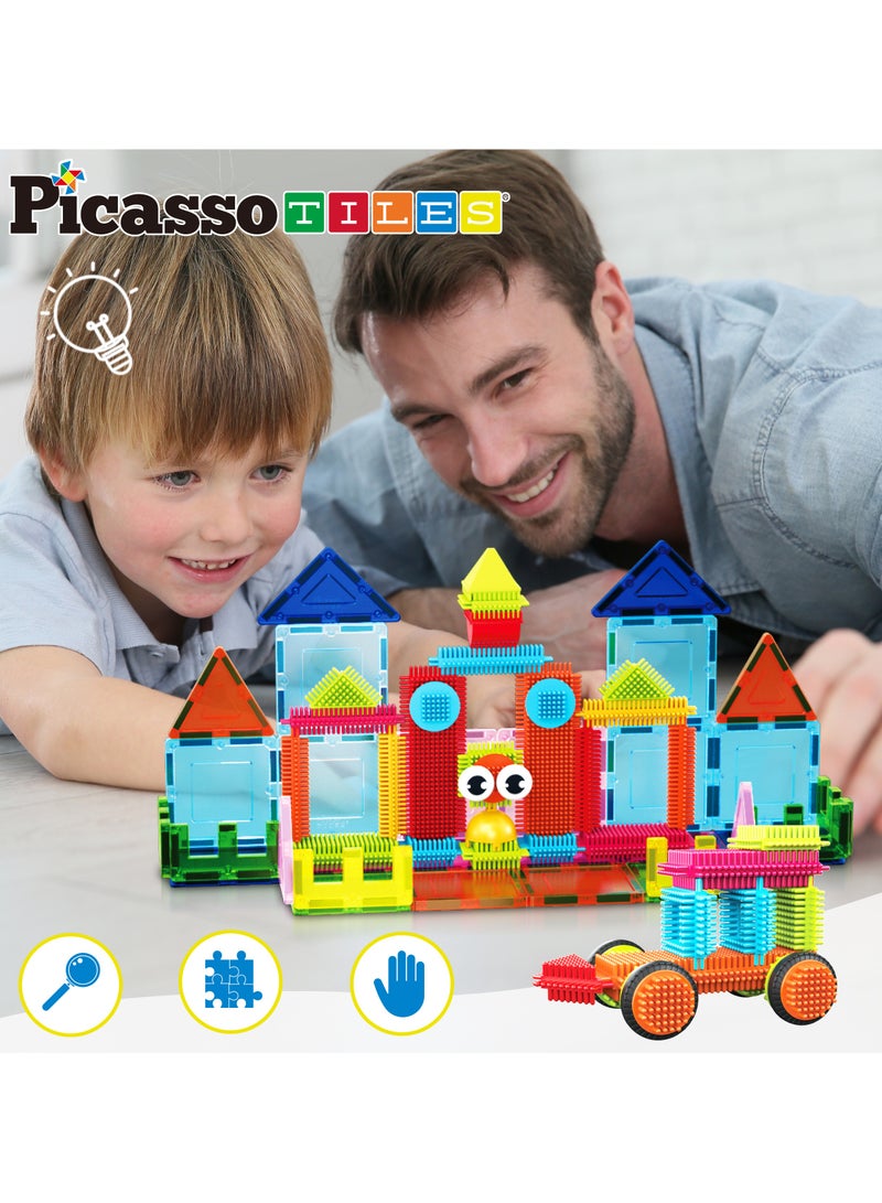 Magnetic Tiles With Hedgehog Building Block Set 75 Pieces, Magnetic Tiles, Building Blocks, Educational Toy Set, Construction Building Kit For Child Brain Development