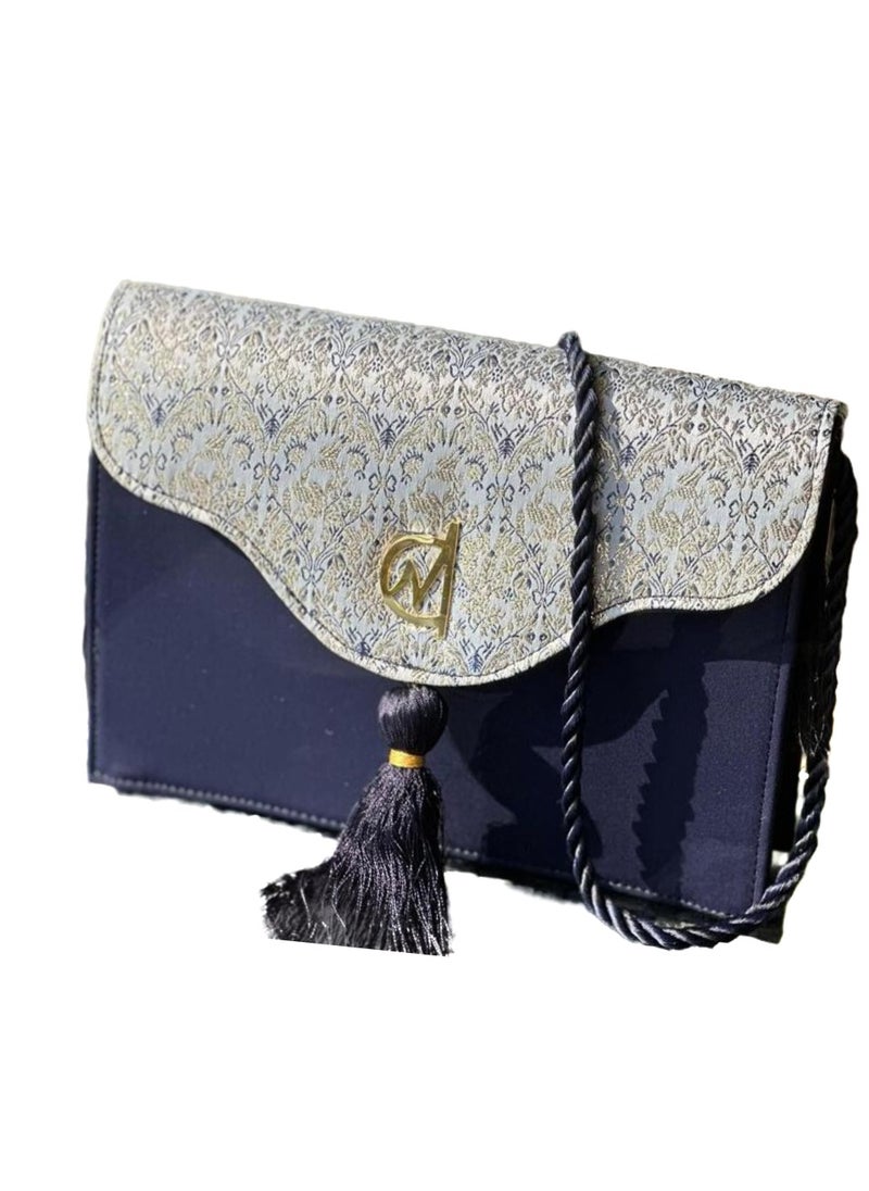 Generic - blue and white clutch bag with a tassel - Image 1
