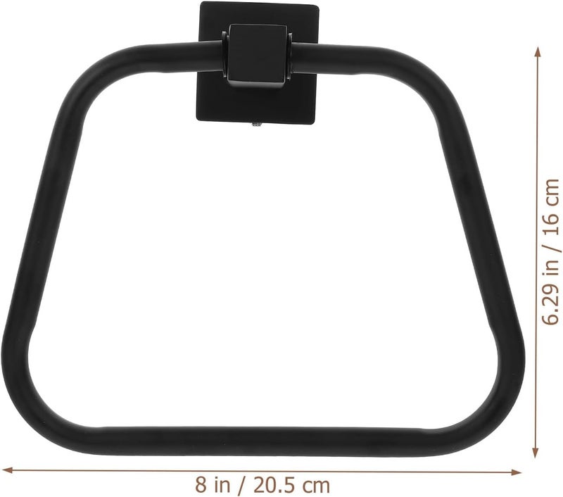 Toyvian Stainless Steel Bathroom Hand Towel Holder Ring Wall Mounted Towel Rack with Black Painted Square Finish for Kitchen and Bathroom Wall Storage - Image 2