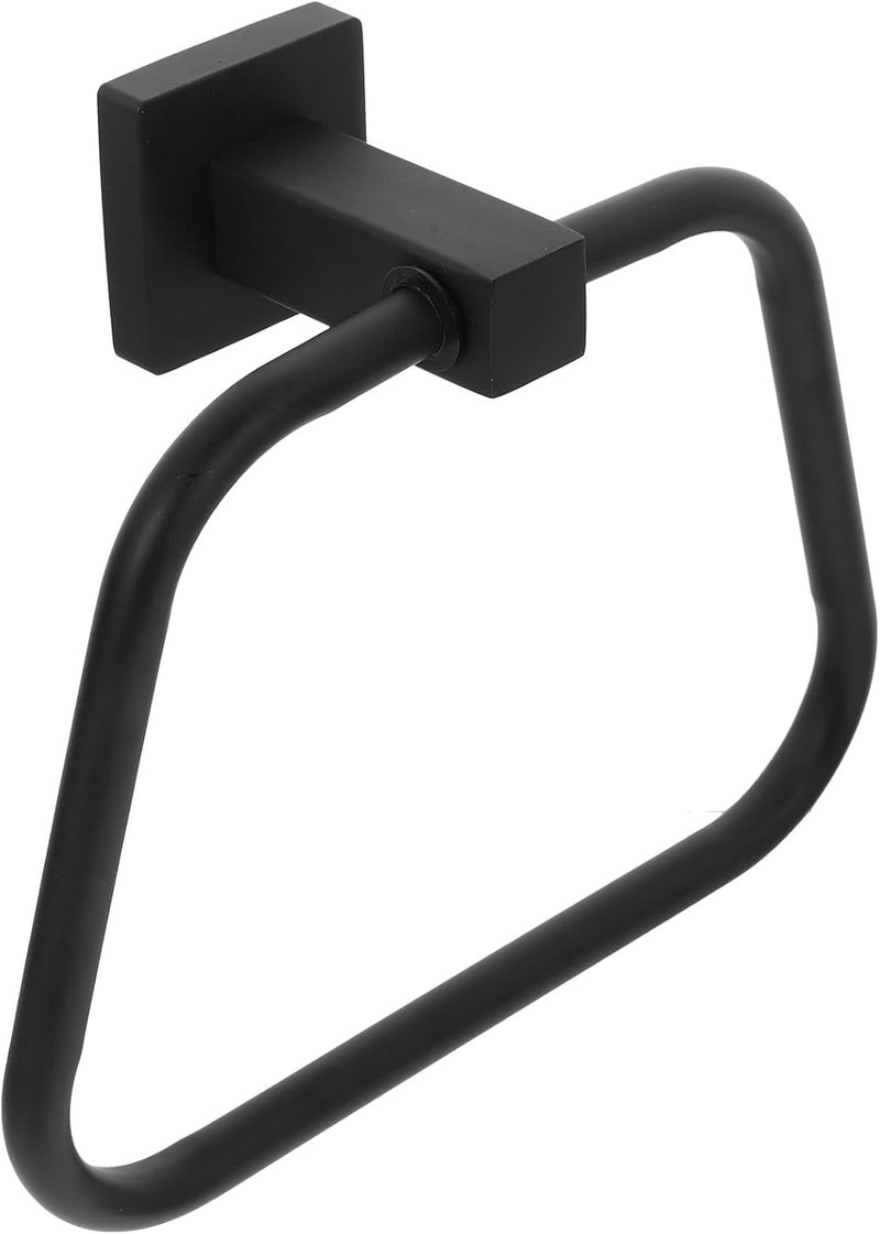 Toyvian Stainless Steel Bathroom Hand Towel Holder Ring Wall Mounted Towel Rack with Black Painted Square Finish for Kitchen and Bathroom Wall Storage - Image 1