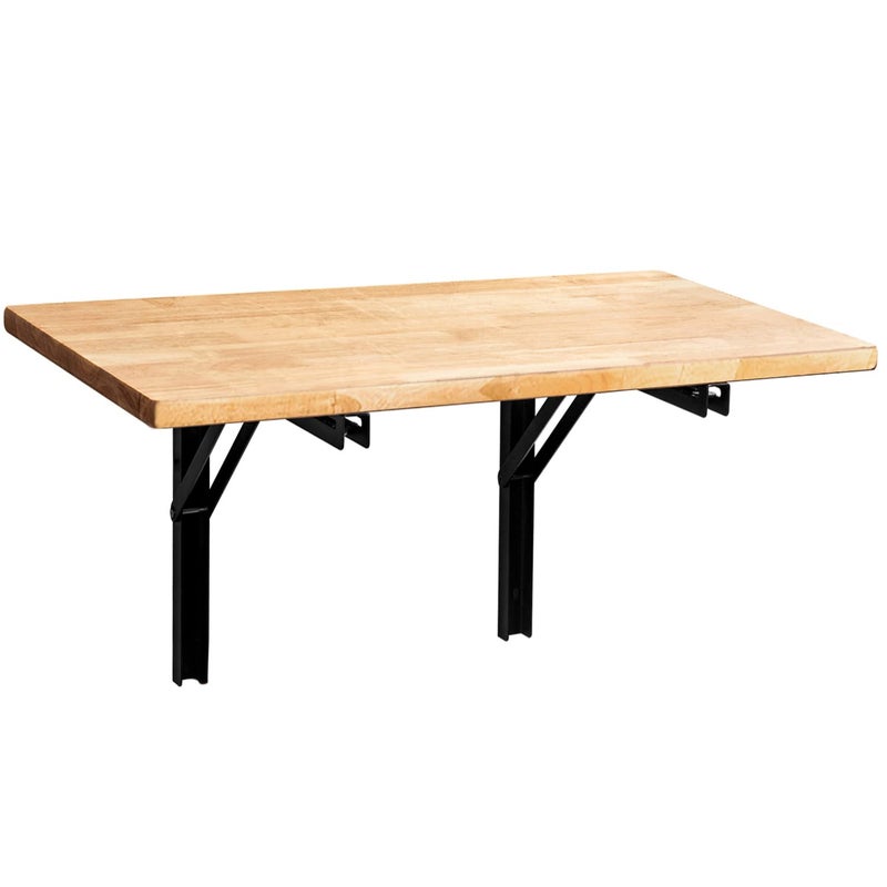 Wallmaster Wall Mounted Folding Workbench Heavy Duty Fold Down Table Utility Bench Solutions Laundry Shelf Wall Desk with Metal Shelf Bracket 4724 x 1968 x 24 Inch
