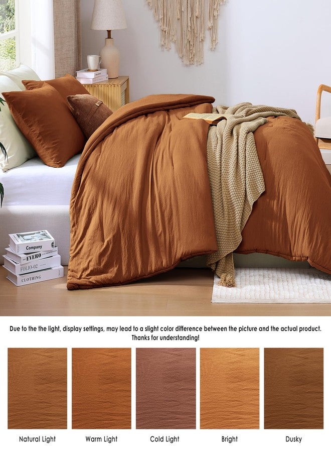 WRENSONGE Twin/Twin XL Comforter Set - 2 Pieces Prewashed Burnt Orange Comforter Soft Lightweight for All Seasons, Fluffy Down Alternative Twin XL Comforter with 1 Pillow Sham - Image 4