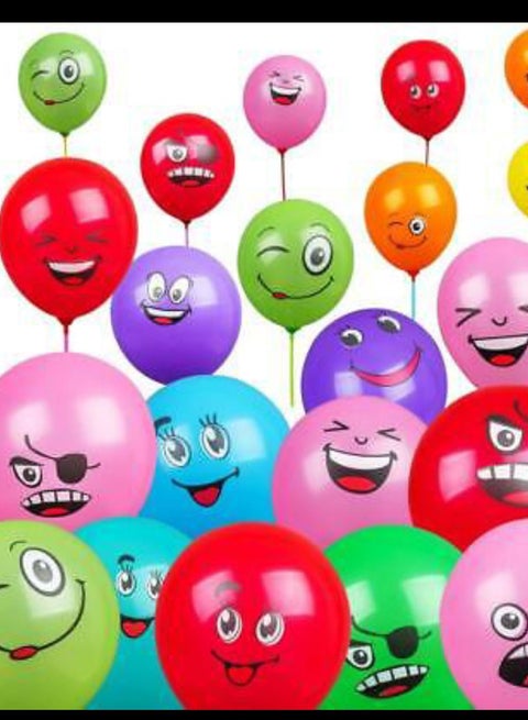 A Bag of 100 Emoji Smilies Balloons For Birthdays and parties