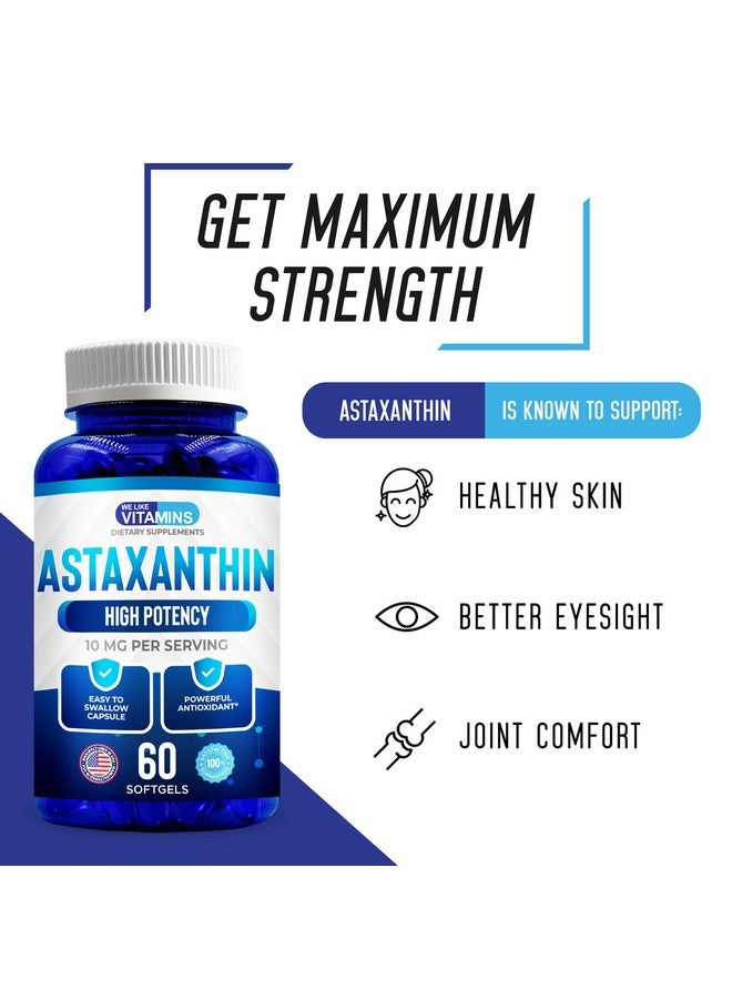 We Like Vitamins Astaxanthin 10mg Softgel - Highly Potent Astaxanthin Supplements from Haematococcus Pluvialis - Improves Eye, Joint, Skin Health & Energy Levels - 60 Count, 2 Month Supply - Image 3