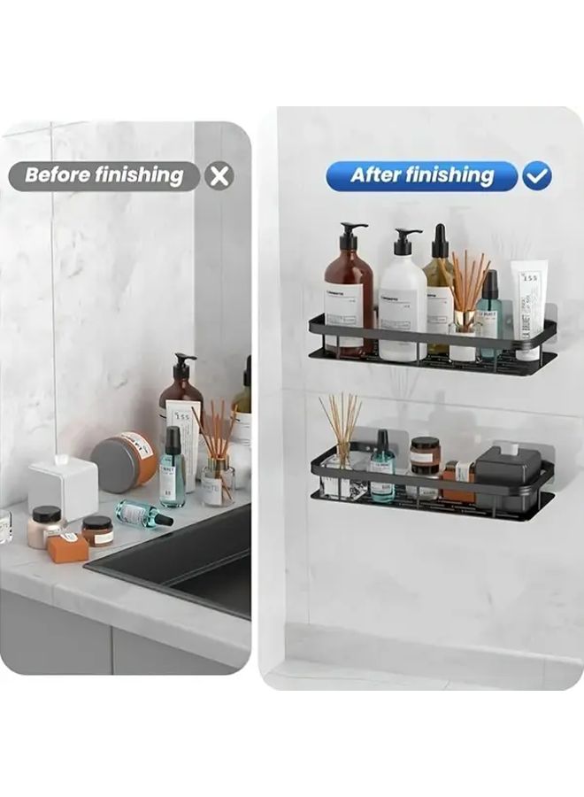 3 Layer 9 Piece Set Black Gold Aluminum Shower Storage Rack No Drilling Self Adhesive Shelves For Bathroom Bedroom Kitchen - Image 5