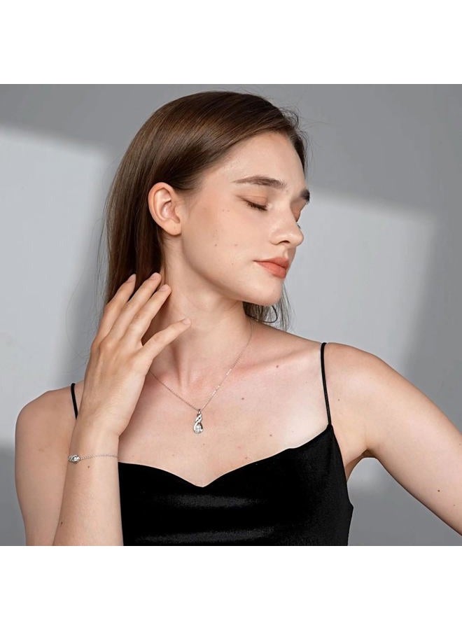 LOCIBLO June Birthstone Bracelets for Women Girls 925 Sterling Silver Pearl Bracelet White Gold Infinity Pendant Anniversary Birthday Gifts Jewelry for Her, 6.7''+1.2'', Crystal, created pearl - Image 3