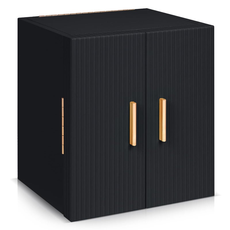 Dajasan Large Jewelry Box for Women, Jewelry Organizer Box with 3 Drawers, Jewelry Storage Organizer with Mirror for Necklace Ring Bracelet Watch, Gift Idea, 8.7 x 7.5 x 9.8 Inches (Black) - Image 1