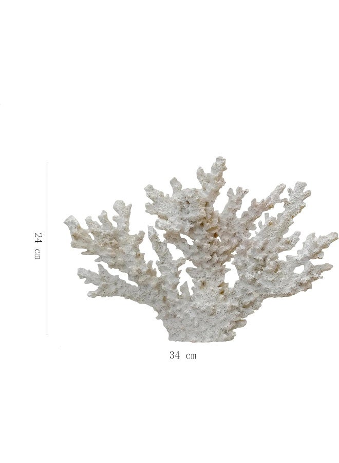 YINZUO YINZUO Decorative Coral Reef Figurines Faux Coral Sculptures in White, Blue, and Teal Coastal Ocean Theme Table Decor for Living Room, Bathroom (White) - Image 2