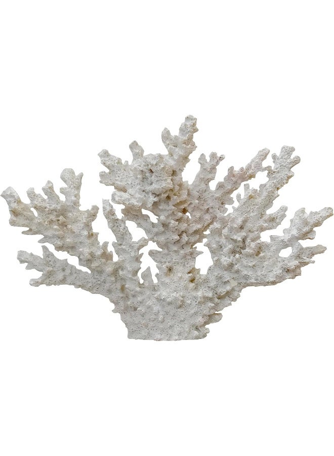 YINZUO YINZUO Decorative Coral Reef Figurines Faux Coral Sculptures in White, Blue, and Teal Coastal Ocean Theme Table Decor for Living Room, Bathroom (White) - Image 1