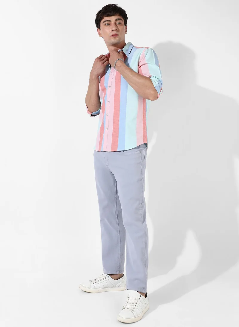 Campus Sutra Men's Multicolour Roman Striped Shirt