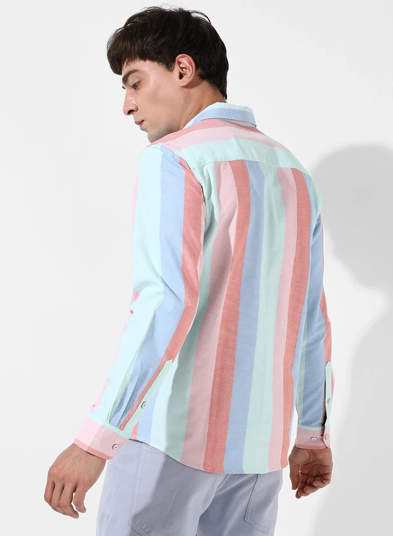 Campus Sutra Men's Multicolour Roman Striped Shirt