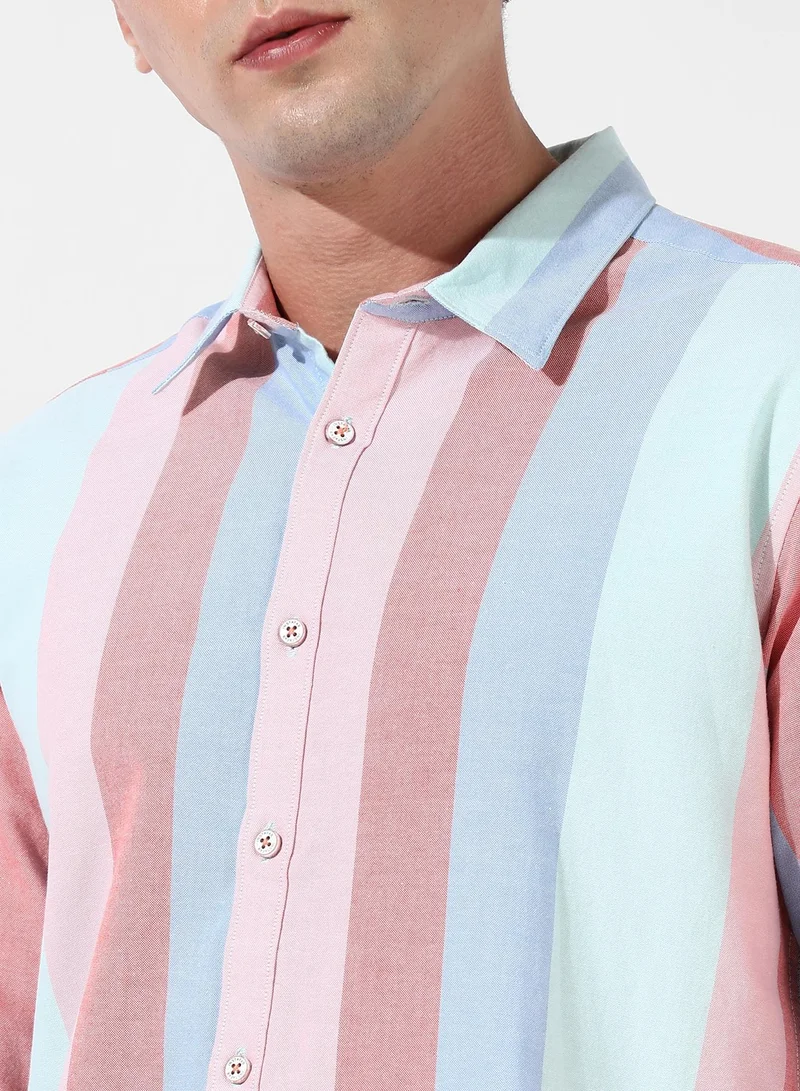 Campus Sutra Men's Multicolour Roman Striped Shirt