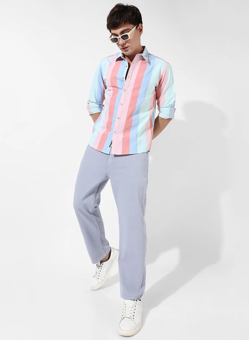 Campus Sutra Men's Multicolour Roman Striped Shirt