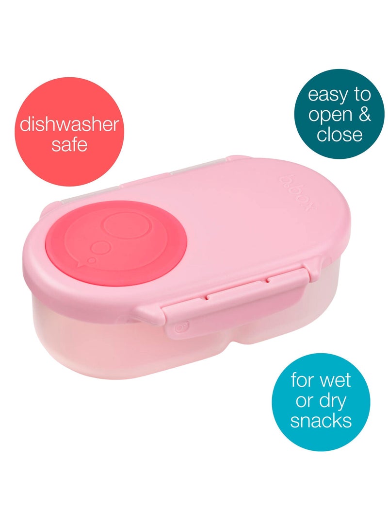 B.Box Snack Box with Flexi Whole Fruit Holder | Leakproof Compartments | 1¾ Cups (11.8 fl oz) | BPA Free | Easy Open Clip | For Kids & Toddlers-Flamingo Fizz - Image 2