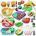 CUTE STONE Kids Play Kitchen Toy Accessories Toddler Pretend Cooking Playset with Toys Cookware and Utensils Toys Food for Cutting Play Kids Cooking Set Education Learning Gift for Boys Girls - Image 2