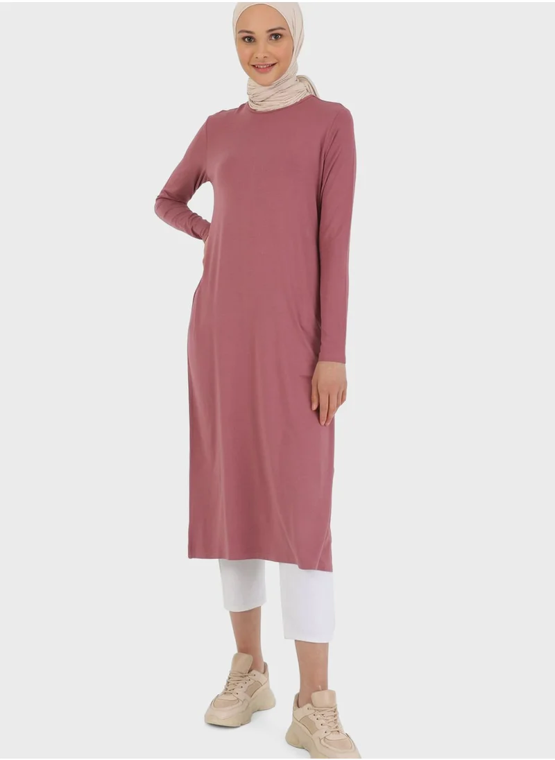 Refka by modanisa Round Neck Knitted Tunic