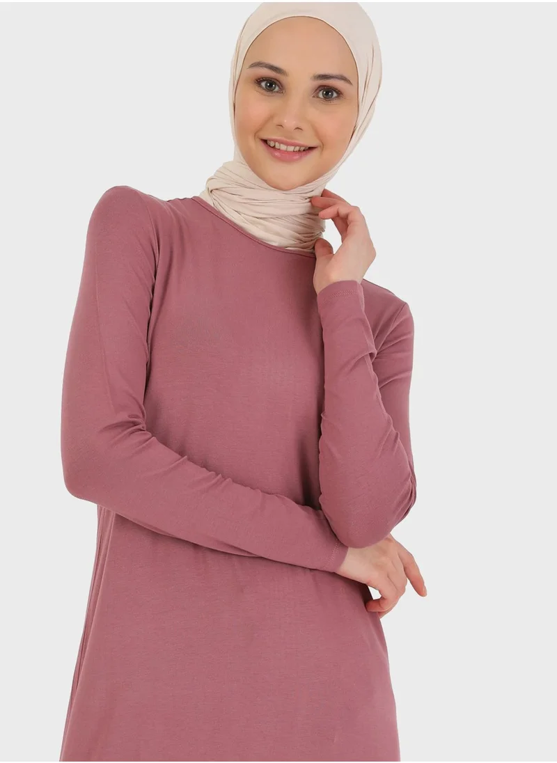 Refka by modanisa Round Neck Knitted Tunic