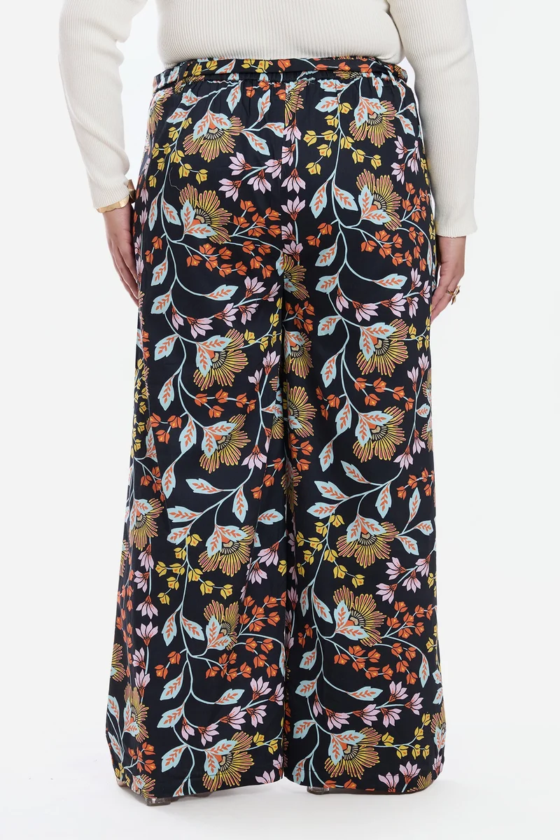 Virgio  Floral Cotton Bow Tie Up Wide Leg Plus Size Pants for Women for Women | Best Price UAE