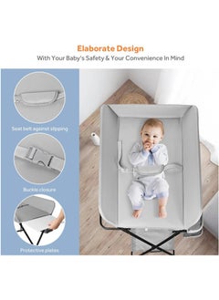 Denzoz Portable Baby Changing Table Waterproof Diaper Changing Table with Wheels Adjustable Height Folding Diaper Station with Safety Belt Large Storage Racks for Newborn Baby and Infant  - Image 2
