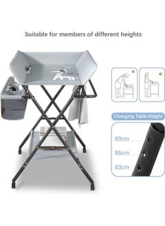 Denzoz Portable Baby Changing Table Waterproof Diaper Changing Table with Wheels Adjustable Height Folding Diaper Station with Safety Belt Large Storage Racks for Newborn Baby and Infant  - Image 5