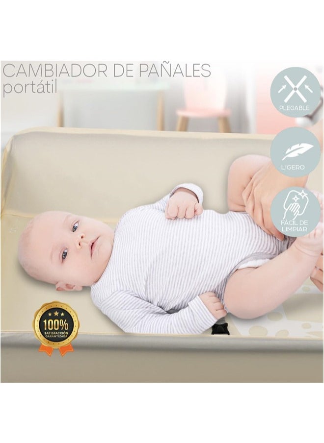 Denzoz - Portable Baby Changing Table Waterproof Diaper Changing Table with Wheels Adjustable Height Folding Diaper Station with Safety Belt Large Storage Racks for Newborn Baby and Infant - Image 1
