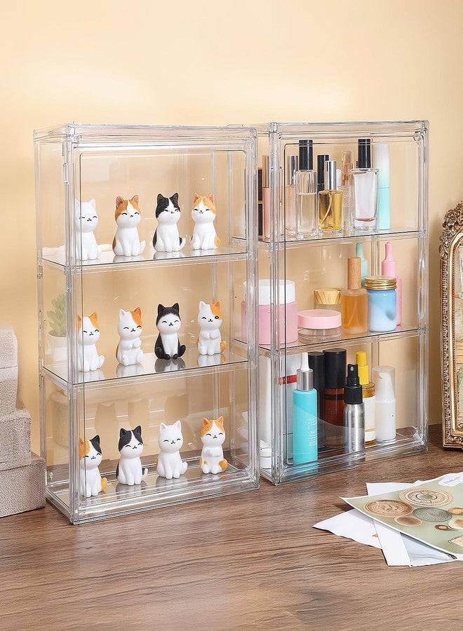 xozeooeu 3 Pack Clear Acrylic Display Case, 3 Tier Showcase with Magnetic Door and Adjustable Shelves for Figures Collectibles, Wall Mount Or Tabletop - Image 4